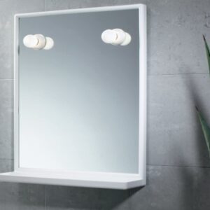 Espejo con repisa y luz 60 x 45 cm