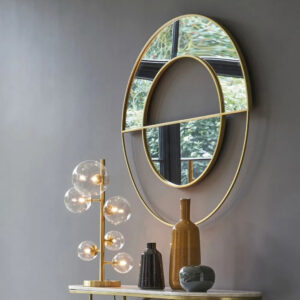Espejo redondo de metal dorado 100 x 100 cm