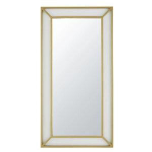 Espejo de metal dorado y cristal con estrías 88 x 170 cm