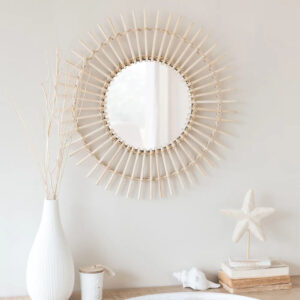 Espejo redondo de bambú 55 x 55 cm
