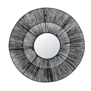 Espejo de ratán y fibra vegetal en negro 110 x 110 cm