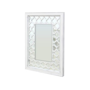 Espejo enmarcado rectangular Mosaico Jaipur blanco y plata 160 x 70 cm