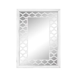 Espejo enmarcado rectangular Mosaico Jaipur blanco y plata 90 x 70 cm