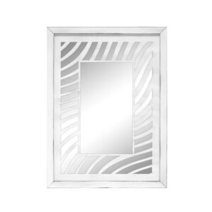 Espejo enmarcado rectangular Mosaico Agni blanco y plata 90 x 70 cm