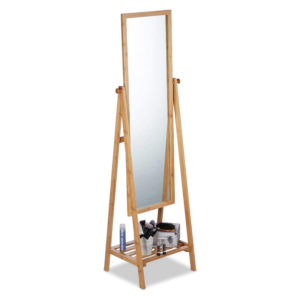 Espejo de pie de bambú 160 x 40 cm