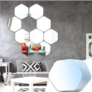 Espejos adhesivos hexagonales 20 x 20 cm (9 piezas)