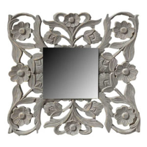 Espejo cuadrado sobre Mandala gris 60 x 60 cm