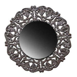 Espejo redondo sobre Mandala gris 90 x 90 cm