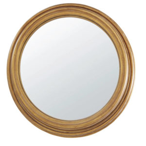 Espejo convexo de paulonia y madera con efecto envejecido 88 x 88 cm